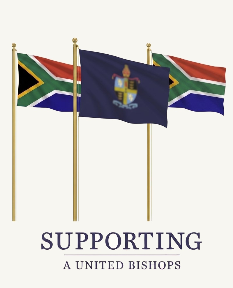 Supporting a United Bishops — the South African flag, the Bishops flag, and the South African flag